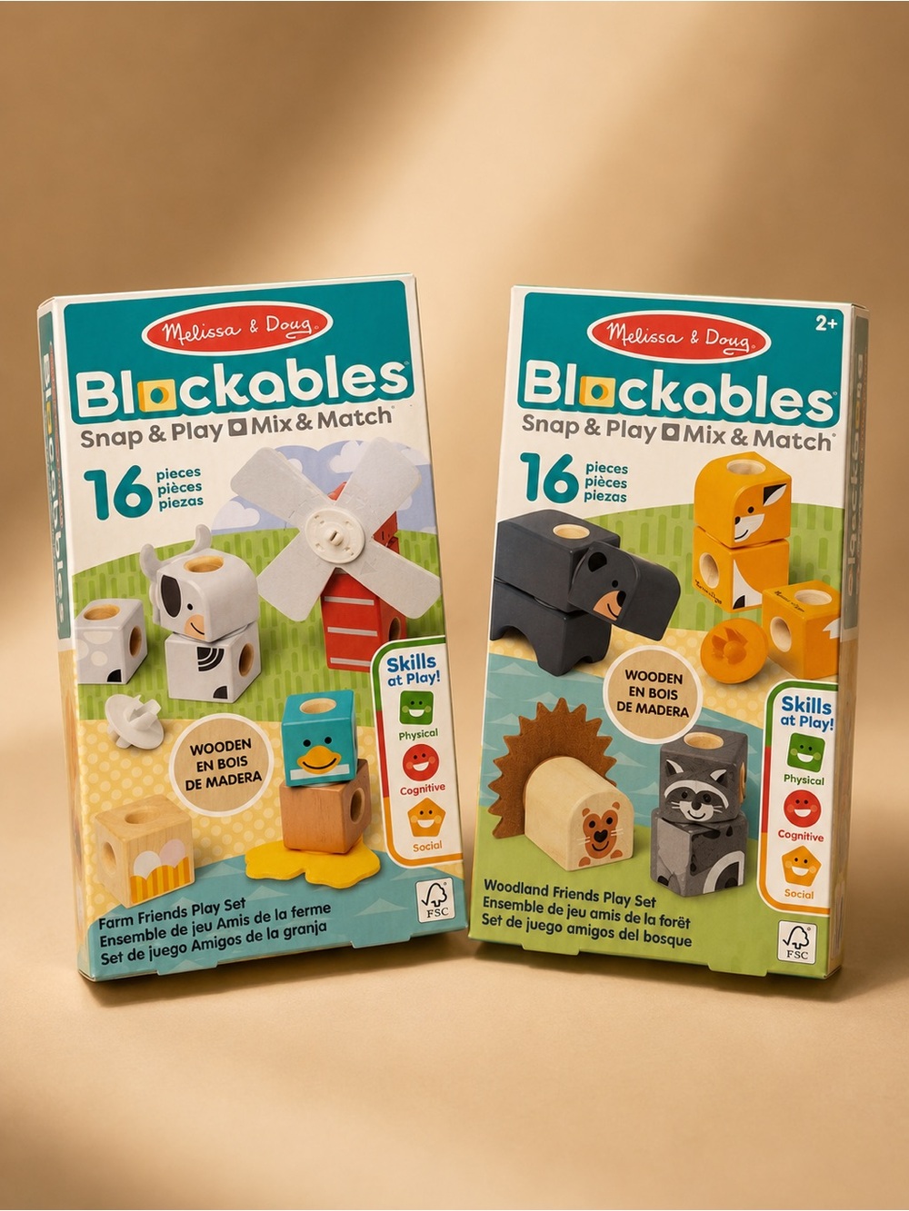 Melissa & Doug Blockables Farm Friends & Woodland Friends Bundle Mix & Match